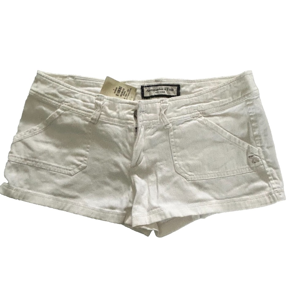 Vintage‎ Y2K Abercrombie & Fitch Mom Short Women 4 White Denim Canvas Pant